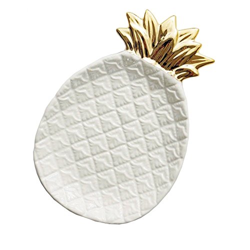 TOOGOO Bandeja de almacenamiento de pina de ceramica Joyas de pina Pallet Food Pallet Dry Fruit Plate Decoracion del hogar Plate blanco