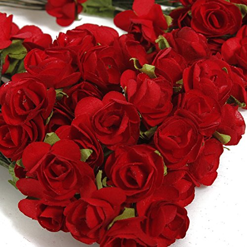 TOOGOO(R) 144 X Flor de rosa roja de papel artificial Decoracion de artesania de boda