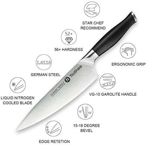 TooSharp Cuchillo de Chef/Serie Cocina Clásica Confort/Cuchillos de Acero Inoxidable Alto en Carbono X50CrMoV15-8" (200mm)