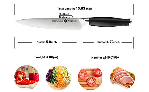 TooSharp Cuchillo multiusos – Serie Comfort-Pro – Cuchillos de acero inoxidable alto en carbono X50CrMOV15 >> 6" (152mm)