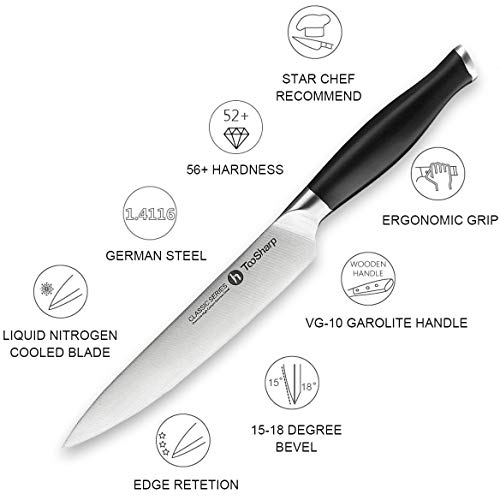 TooSharp Cuchillo multiusos – Serie Comfort-Pro – Cuchillos de acero inoxidable alto en carbono X50CrMOV15 >> 6" (152mm)
