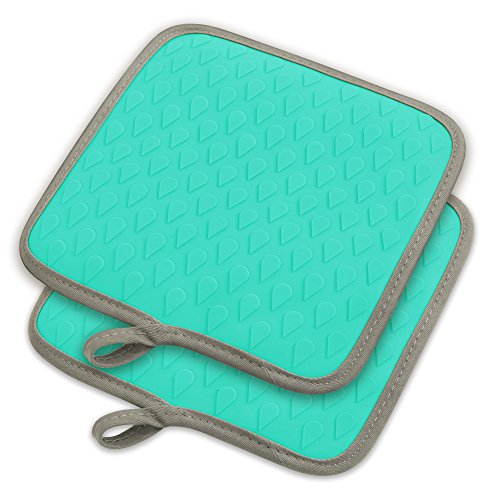 TOPHOME Silicona Resistente al Calor/Guantes Horno, Guantes Cocina,Manoplas Horno, Guantes de Horno No Deslizantes Cocinar, Hornear y Barbacoas(Azul)