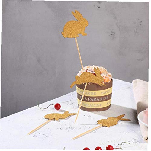 TOPofly 8 PCS 4 Tipos Conejito Conejo Magdalena Torta de la Fiesta de cumpleaños Primeros de Pascua decoración de la Torta (Oro)