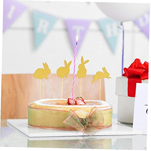 TOPofly 8 PCS 4 Tipos Conejito Conejo Magdalena Torta de la Fiesta de cumpleaños Primeros de Pascua decoración de la Torta (Oro)