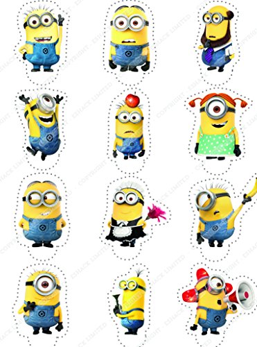 Toppershack 12 x decoración para pasteles comestibles PRECORTADAS de Gru. Mi Villano Favorito, Minions