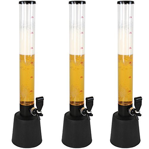 Torre de Cerveza con Grifo - Juego de 3, 90cm Alto, max. 3,5 Litros - Cantidad a Escoger - Dispensador de la Bebida, Trago de Cerveza Torre