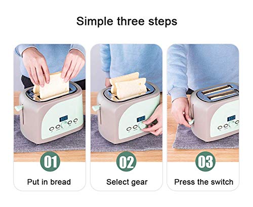 Tostadora eléctrica de acero inoxidable para hacer pan, tostadora para pasteles, horno para sándwich, parrilla, 2 rebanadas, máquina automática para hornear el desayuno, verde, juegos de tostador