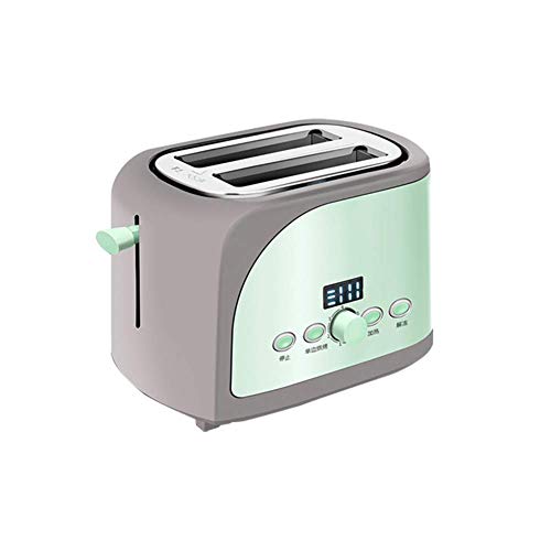 Tostadora eléctrica de acero inoxidable para hacer pan, tostadora para pasteles, horno para sándwich, parrilla, 2 rebanadas, máquina automática para hornear el desayuno, verde, juegos de tostador