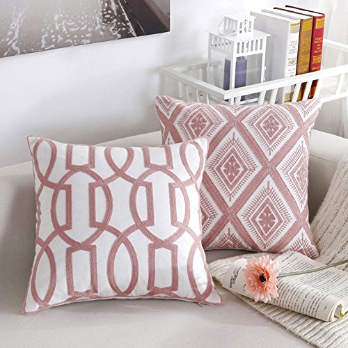 treestar 1pcs arte bordado de color rosa rama de coral cuadrado protección de almohada Funda de almohada Funda de almohada de 45 x 45 cm