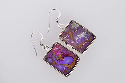 Trending FSJ-2459 - Pendientes colgantes de plata de ley 925 con piedra turquesa y cobre morado