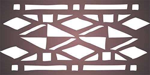 Tribal Art Stencil - 32 x 15cm (L) - Reusable South African Border Wall Stencils for Painting