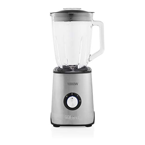 Tristar BL-4471 - Batidora de vaso (2 velocidades) - Jarra de vidrio de 1.5 litros - 1000 vatios - Exterior de acero inoxidable