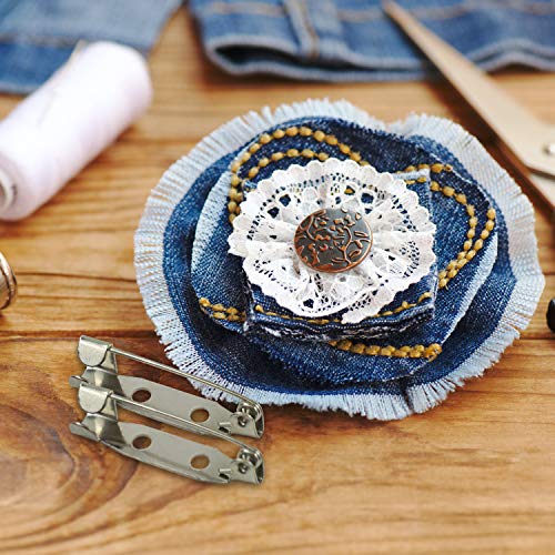 TRIXES Broches 100PC - Cierre Trasero con Sujetador de Barra Trasera - 25 mm - Plateado - para Fabricación de Bisutería y Manualidades