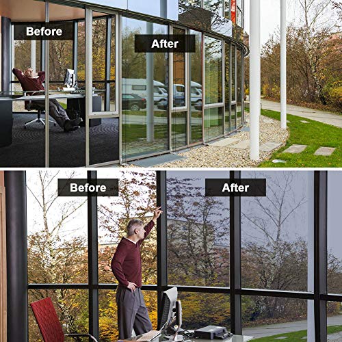 TTMOW Vinilo Pet Película Adhesiva Lámina de Espejo para Ventanas Cristal Unidireccional Protector de Privacidad Anti 99% UV y Anti 85% IR para Hogar y Oficina (Azul y Plata, 90 * 200cm)