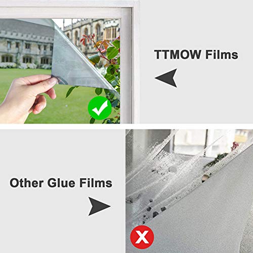 TTMOW Vinilo Pet Película Adhesiva Lámina de Espejo para Ventanas Cristal Unidireccional Protector de Privacidad Anti 99% UV y Anti 85% IR para Hogar y Oficina (Azul y Plata, 90 * 200cm)