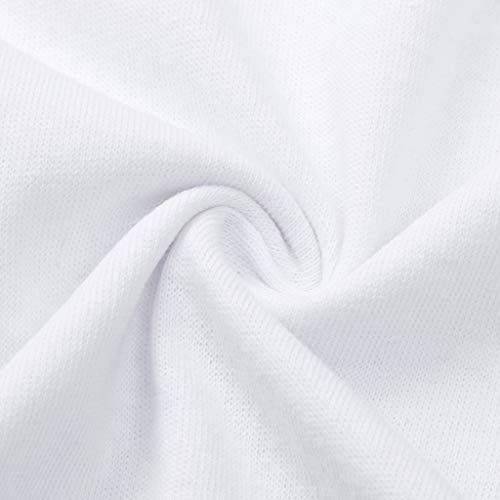TUDUZ Camisas Mujer Manga Larga Blusas Impresión Tops Cuello Redondo Camisetas (Blanco .d, L)