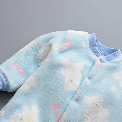 TUDUZ Conjuntos Unisex Bebé Manga Larga Lana Tops Oso De Dibujos Animados Mono Cálido Mameluco Suave Pijama (Azula, 73)