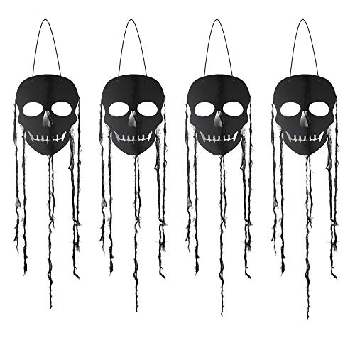 TUPARKA 4 Unids Decoraciones de Calavera Colgantes de Halloween Cabeza de Cráneo Puerta Puerta Pared Porche Techo Decoraciones Accesorios de Halloween