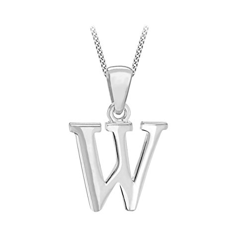 Tuscany Silver Collar con colgante de mujer con plata de ley (925/1000), letra W, 46 cm