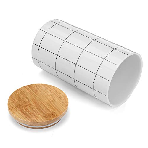 TuToy Frascos De Almacenamiento De Cerámica Tapas De Madera Té Azúcar Latas De Café Contenedor De Cocina - M