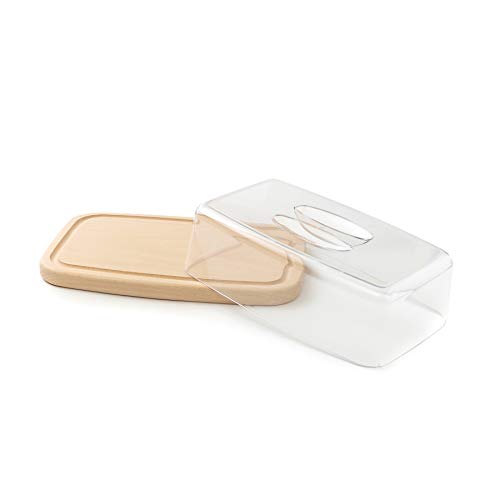 Tuuli Kitchen Quesera Tabla Cortar Madera Cocina Conservación Embutidos Queso Pan Torta Campana Tapa Plastico Rectangular