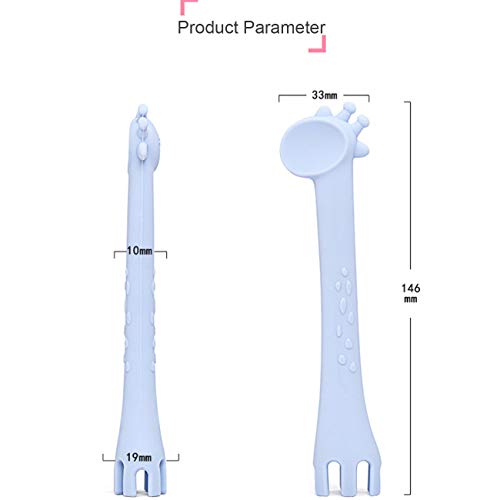 TWW Cuchara De Silicona para Bebés, Cuchara De Comida De Entrenamiento para Bebés Ejercicio Bebé Comiendo Jirafa Portátil W Vajilla De Alimentación,Rosado