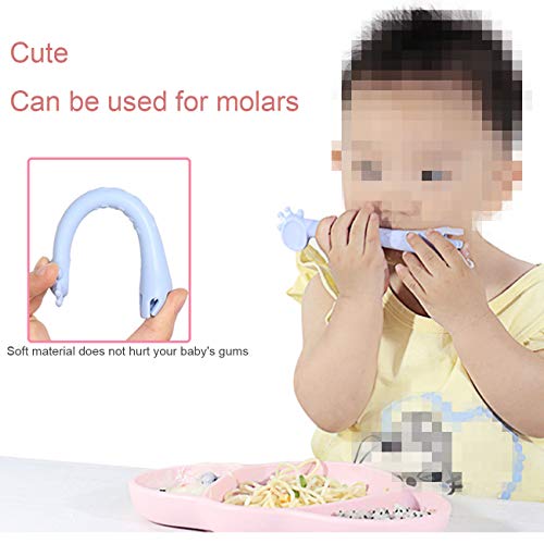 TWW Cuchara De Silicona para Bebés, Cuchara De Comida De Entrenamiento para Bebés Ejercicio Bebé Comiendo Jirafa Portátil W Vajilla De Alimentación,Rosado