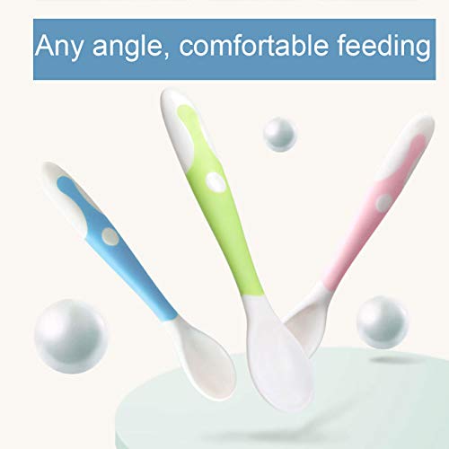 TWW Suministros para La Madre Y El Niño Cucharas Giratorias Las Cucharas De Comida para Bebés Se Pueden Doblar para Aprender A Comer Cucharas De Entrenamiento,Azul
