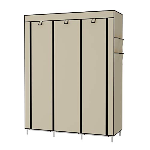 UDEAR Armario de Tela Plegable Ropa Organizador Closet portátil Guardarropa Beige