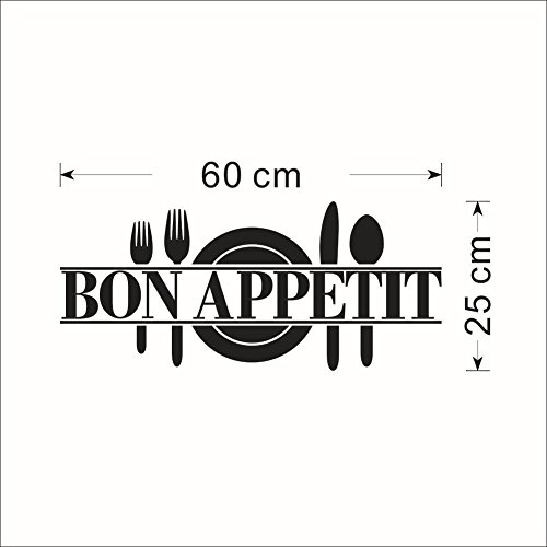 ufengke® "Bon Appetit Placa de Cuchillo y Tenedor Pegatinas de Pared, Cocina Comedor Removible Etiquetas de La Pared/Murales, Negro