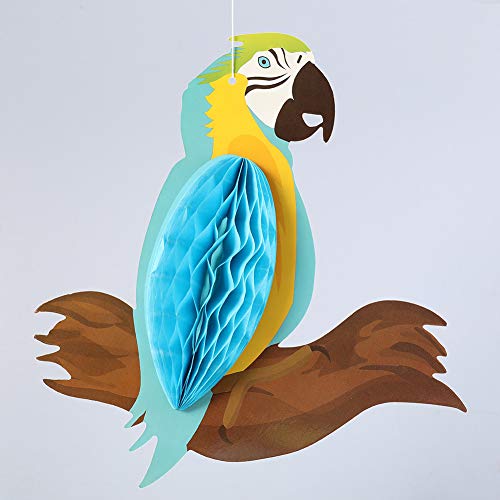 Umorismo 9 piezas de pájaros tropicales de panal de abeja recortes de papel para loros hawaianos verano playa Luau decoraciones colgantes