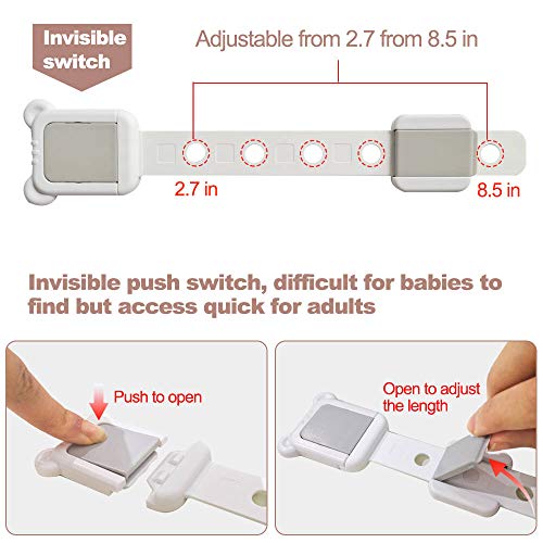 Uni-Fine 6 piezas Cerraduras de Seguridad para Niños Bloqueo de Seguridad para Puertas Resina Cerradura Seguridad para Bebés para Gabinetes, Cajones, Hornos, Neveras