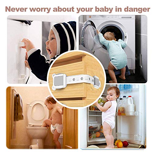 Uni-Fine 6 piezas Cerraduras de Seguridad para Niños Bloqueo de Seguridad para Puertas Resina Cerradura Seguridad para Bebés para Gabinetes, Cajones, Hornos, Neveras