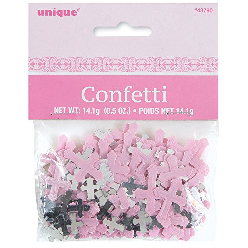 Unique Party - Confeti Metálico - Diseño Religioso Cruzado Radiante - Color Rosa (43790)