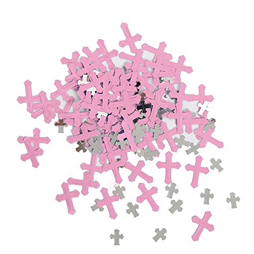 Unique Party - Confeti Metálico - Diseño Religioso Cruzado Radiante - Color Rosa (43790)