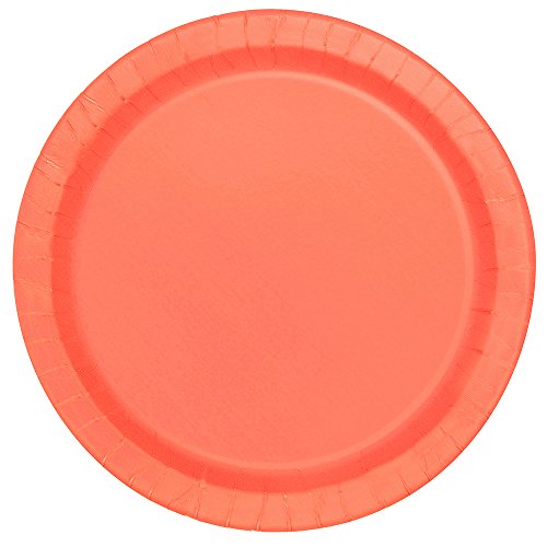 Unique Party- Paquete de 16 platos de papel, Color rosa coral, 23 cm (99235)