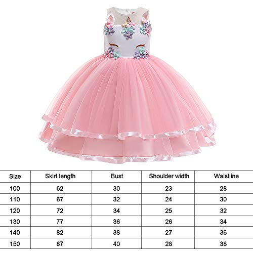 URAQT Disfraz de Princesa, Traje del Vestido Traje de Princesa de la Nieve Vestido Infantil Disfraz de Princesa de Niñas para Frozen Themed Fiesta Cumpleaños Navidad Halloween Ros 120CM