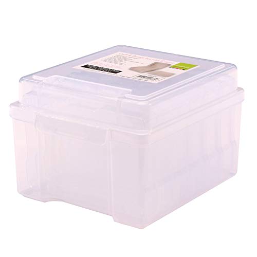 Vaessen Creative 1009-009 Caja de Almacenamiento Transparente con Tapa y 6 Cajas, para Platillas de Corte, Fotos y Otros Suministros de Manualidades, 21 x 18.5 x 14 cm, 21 x 18,5 x 14 cm