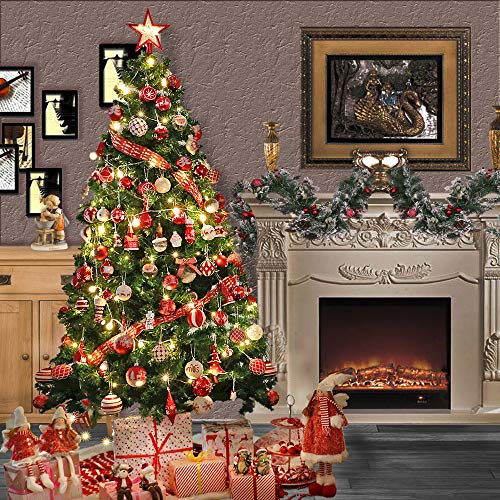 Valery Madelyn Adornos del árbol de Navidad de Madera, 24pcs 2.3in/5.8cm Decoración de Navidad de Rojo, Colgantes Zorro, Cuerda Pre Atado (Bosque)