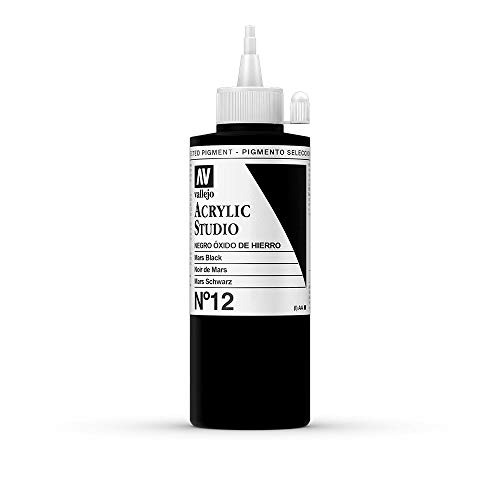 VALLEJO ACRYLIC STUDIO, PINTURA ACRÍLICA, 200ML, NEGRO ÓXIDO DE HIERRO, Nº 12