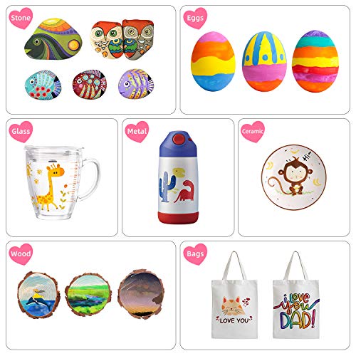 ValueTalks Rotuladores de Pintura Acrílica 12 Colores Pintura Acrílica Pluma para Cristal Madera Cerámica Piedra Tela Lona DIY Art Manualidades y Eggs