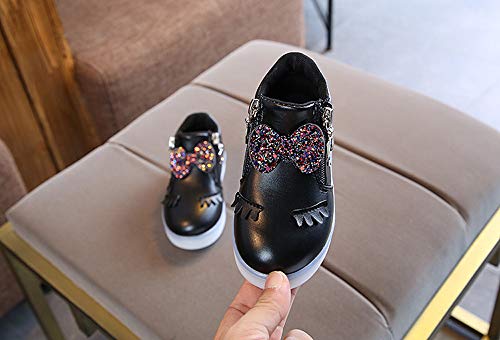 VECDY Zapatos Bebe Niña Bautizo, Moda Suave Sandalias 2019 Niños Bebé Infantiles Crystal Bowknot Led Luminoso Botas Calzado Deportivo Zapatillas De Deporte Zapatillas De Playa De Verano (Negro,22)