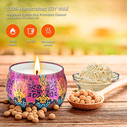 Velas Perfumadas,Eletorot Vela Aromática Juego de 4 Piezas Cera de Soja Higo, Primaveral, Lavanda, Limón para Yoga,Aniversario,Día de Acción de Gracias,Navidad (Primavera fresca, limón, lavanda, higo)