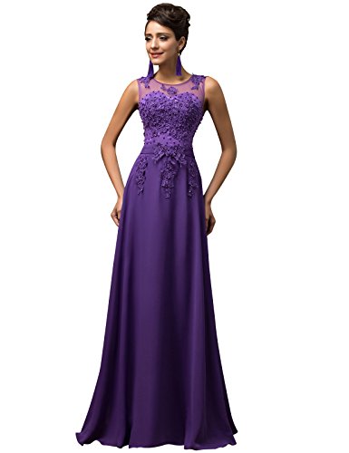 Vestidos Púrpuras Sin Mangas Vestido de Fiesta para Boda Elegante Talla 40