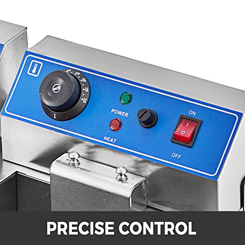 VEVOR Freidora Eléctrica Termostato Automático Comercial Patatas Fritas 20L 3,000W, Freidora Eléctrica de Acero Inoxidable con Calentamiento Rápido para Restaurantes de Usos Comerciales