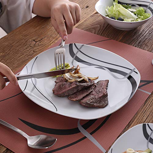 VEWEET Zoey Juegos de Vajillas 24 Piezas de Porcelana con 6 Cuencos de Cereales, 6 Platos, 6 Platos de Postre y 6 Platos Hondos para 6 Personas