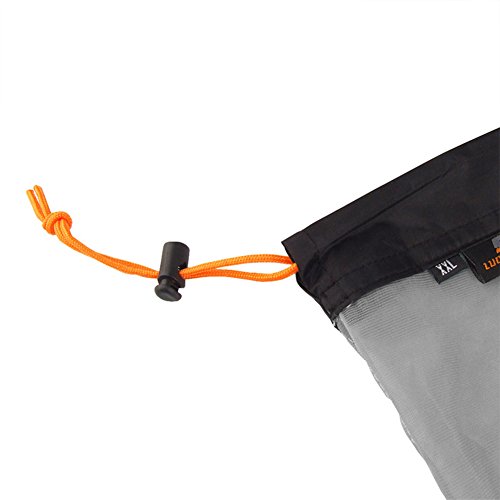 VGEBY - Saco de malla XXL, de malla de nailon con cordón para acampar de senderismo (XXL-Negro)