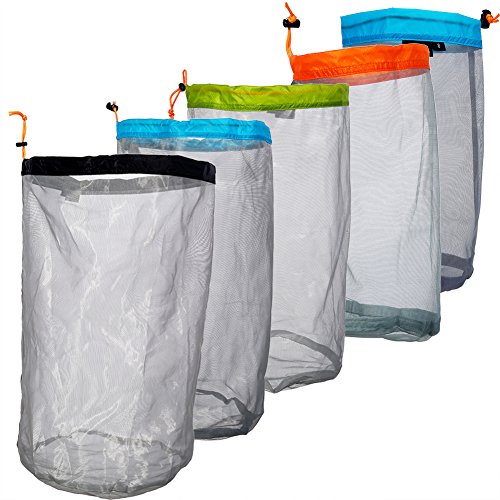 VGEBY - Saco de malla XXL, de malla de nailon con cordón para acampar de senderismo (XXL-Negro)