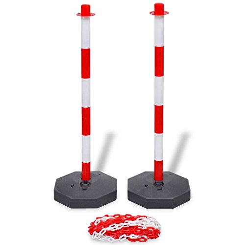vidaXL 2X Postes de Delimitación Cadena Plástico Rojo Blanco 10 m Señalización