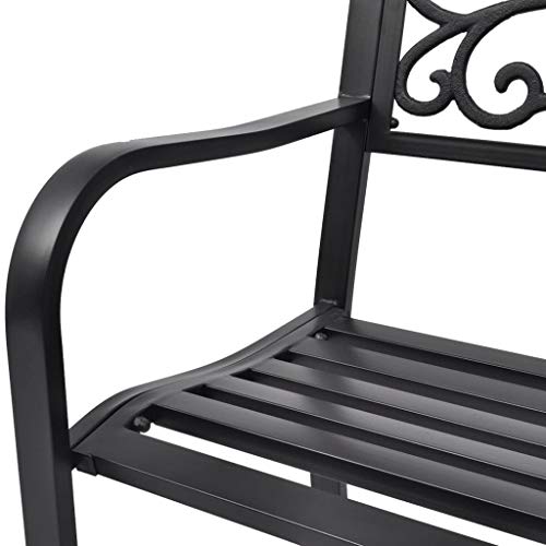 vidaXL Banco Jardín Hierro Fundido Negro Asiento Lrgo Patio Terraza Exterior